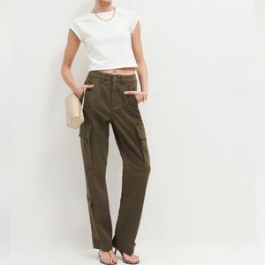 NWT Reformation Bilijana Relaxed Cargo Pants in Dark Olive - 27